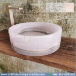 Light Pink Onyx Round Vessel Sink – Luxury Handcrafted Polished Stone Bathroom Bowl by Craftimus | Natural Pink Quartz Onyx Sink for Modern Bathrooms & Interior Design