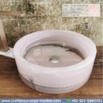 Light Pink Onyx Round Vessel Sink – Luxury Handcrafted Polished Stone Bathroom Bowl by Craftimus | Natural Pink Quartz Onyx Sink for Modern Bathrooms & Interior Design