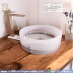 Light Pink Onyx Round Vessel Sink – Luxury Handcrafted Polished Stone Bathroom Bowl by Craftimus | Natural Pink Quartz Onyx Sink for Modern Bathrooms & Interior Design