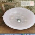 Light Pink Onyx Round Vessel Sink – Luxury Handcrafted Polished Stone Bathroom Bowl by Craftimus | Natural Pink Quartz Onyx Sink for Modern Bathrooms & Interior Design