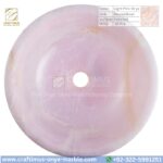 Light Pink Onyx Round Vessel Sink – Luxury Handcrafted Polished Stone Bathroom Bowl by Craftimus | Natural Pink Quartz Onyx Sink for Modern Bathrooms & Interior Design