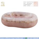 Light Pink Onyx Round Vessel Sink – Luxury Handcrafted Polished Stone Bathroom Bowl by Craftimus | Natural Pink Quartz Onyx Sink for Modern Bathrooms & Interior Design
