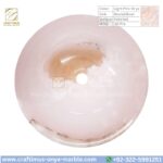 Light Pink Onyx Round Vessel Sink – Luxury Handcrafted Polished Stone Bathroom Bowl by Craftimus | Natural Pink Quartz Onyx Sink for Modern Bathrooms & Interior Design