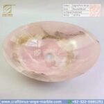Light Pink Onyx Round Vessel Sink – Luxury Handcrafted Polished Stone Bathroom Bowl by Craftimus | Natural Pink Quartz Onyx Sink for Modern Bathrooms & Interior Design