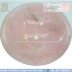 Light Pink Onyx Round Vessel Sink – Luxury Handcrafted Polished Stone Bathroom Bowl by Craftimus | Natural Pink Quartz Onyx Sink for Modern Bathrooms & Interior Design