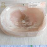 Light Pink Onyx Round Vessel Sink – Luxury Handcrafted Polished Stone Bathroom Bowl by Craftimus | Natural Pink Quartz Onyx Sink for Modern Bathrooms & Interior Design