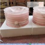 Light Pink Onyx Round Vessel Sinks – Luxury Handcrafted Polished Stone Bathroom Bowl by Craftimus | Natural Pink Quartz Onyx Sink for Modern Bathrooms & Interior Design
