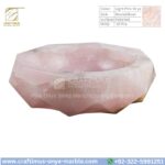 Light Pink Onyx Round Vessel Sink – Luxury Handcrafted Polished Stone Bathroom Bowl by Craftimus | Natural Pink Quartz Onyx Sink for Modern Bathrooms & Interior Design