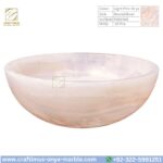 Light Pink Onyx Round Vessel Sink – Luxury Handcrafted Polished Stone Bathroom Bowl by Craftimus | Natural Pink Quartz Onyx Sink for Modern Bathrooms & Interior Design