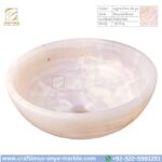 Light Pink Onyx Round Vessel Sink – Luxury Handcrafted Polished Stone Bathroom Bowl by Craftimus | Natural Pink Quartz Onyx Sink for Modern Bathrooms & Interior Design