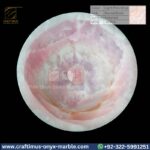 Light Pink Onyx Round Vessel Sink – Luxury Handcrafted Polished Stone Bathroom Bowl by Craftimus | Natural Pink Quartz Onyx Sink for Modern Bathrooms & Interior Design