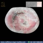 Light Pink Onyx Round Vessel Sink – Luxury Handcrafted Polished Stone Bathroom Bowl by Craftimus | Natural Pink Quartz Onyx Sink for Modern Bathrooms & Interior Design