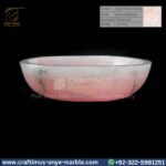 Light Pink Onyx Round Vessel Sink – Luxury Handcrafted Polished Stone Bathroom Bowl by Craftimus | Natural Pink Quartz Onyx Sink for Modern Bathrooms & Interior Design