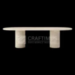 Travertine Rectangular Shaped FLuted base Dining Table