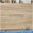 Dark beige Travertine Slabs on display in factory