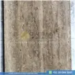 Dark beige Travertine Slabs on display in factory