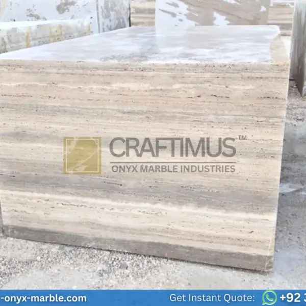 Large, textured silver travertine blocks