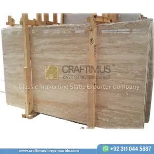 Classic Travertine Slabs on Display at factory