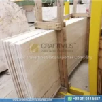 Classic Travertine Slabs on Display at factory