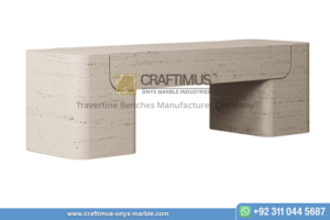 Travertine square shaped Bench product image with white background