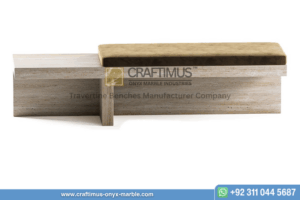 Travertine square shaped Bench product image with white background