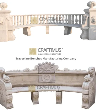 Travertine Curved Benches Design Product image with white background