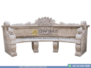 Travertine Curved Benches Design Product image with white background