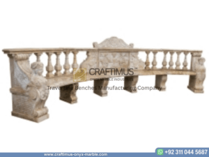 Travertine Curved Benches Design Product image with white background