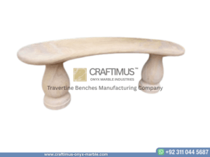 Travertine Curved Benches Design Product image with white background