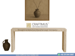 Modern Style Travertine Bench Design Product Image with white background