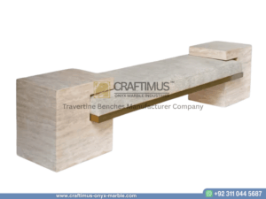 Modern Style Travertine Bench Design Product Image with white background