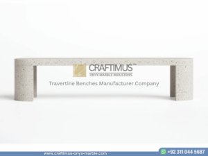 Modern Style Travertine Bench Design Product Image with white background
