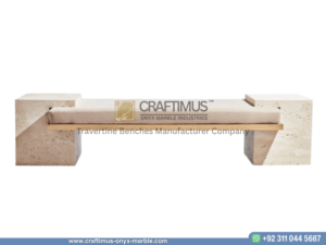 Modern Style Travertine Bench Design Product Image with white background