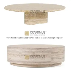 Round Shaped Travertine Coffee Table
