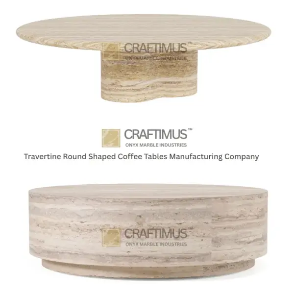 Round Shaped Travertine Coffee Table