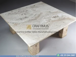 Travertine Square Coffee Table with white background product image