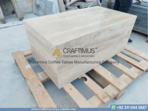 Travertine Square Coffee Table with white background product image