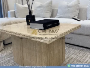 Travertine Square Coffee Table with white background product image