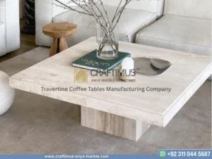 Travertine Square Coffee Table with white background product image