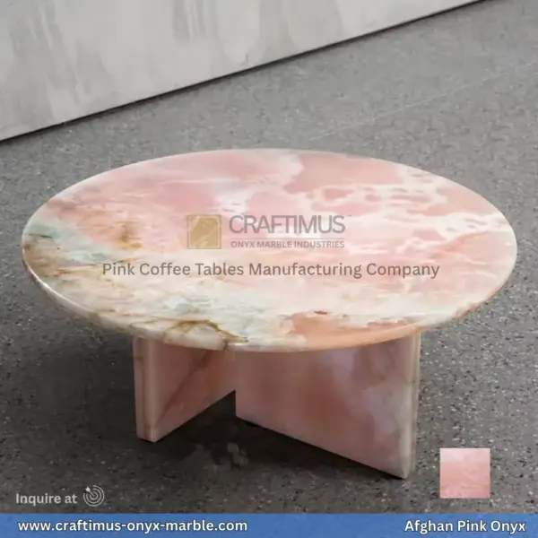 Pink Onyx Round Shaped Coffee Table