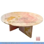 Pink Onyx Round Shaped Coffee Table