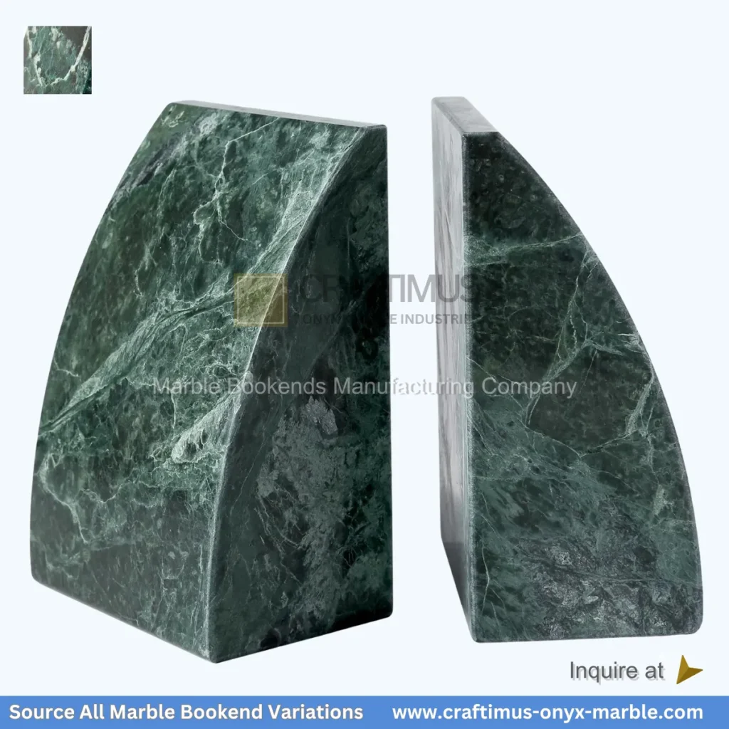 jungle green marble curved bookends