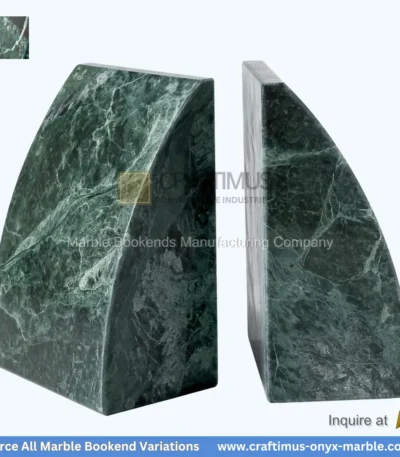 jungle green marble curved bookends