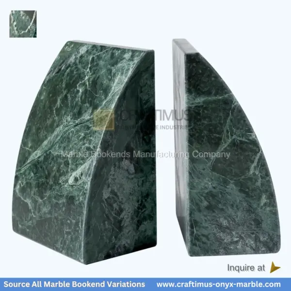 jungle green marble curved bookends