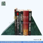 jungle green marble triangle shaped bookends made in china 01