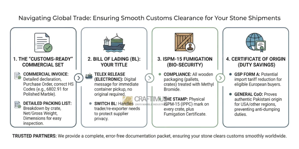 marble export documentation and customs guide infographics 1