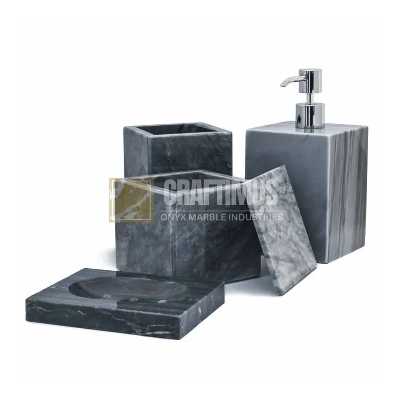 Grey Marble Bathset shape design with white background image