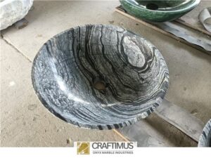 Antique wood grain marble round wash basins