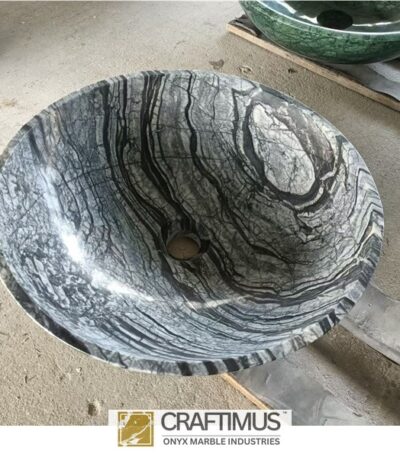 Antique wood grain marble round wash basins