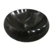 Black marble sink bowl with a glossy finish, perfect for modern bathrooms.